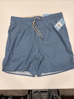 Laguna B Blue Geometric Men's Swim Trunks